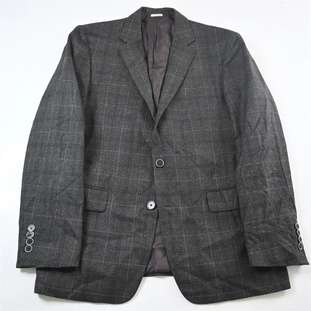 Joseph Abboud 42R Brown Flannel Reda 110s Wool Mens Blazer Jacket Sport Coat